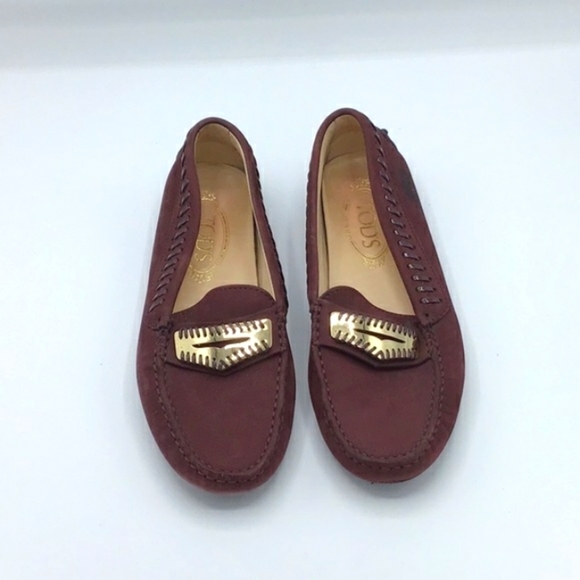 TOD’S Burgundy Suede Driving Loafers Size 36.5 - Picture 2 of 14